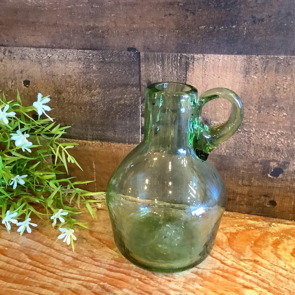 Handblown Green Glass Jug